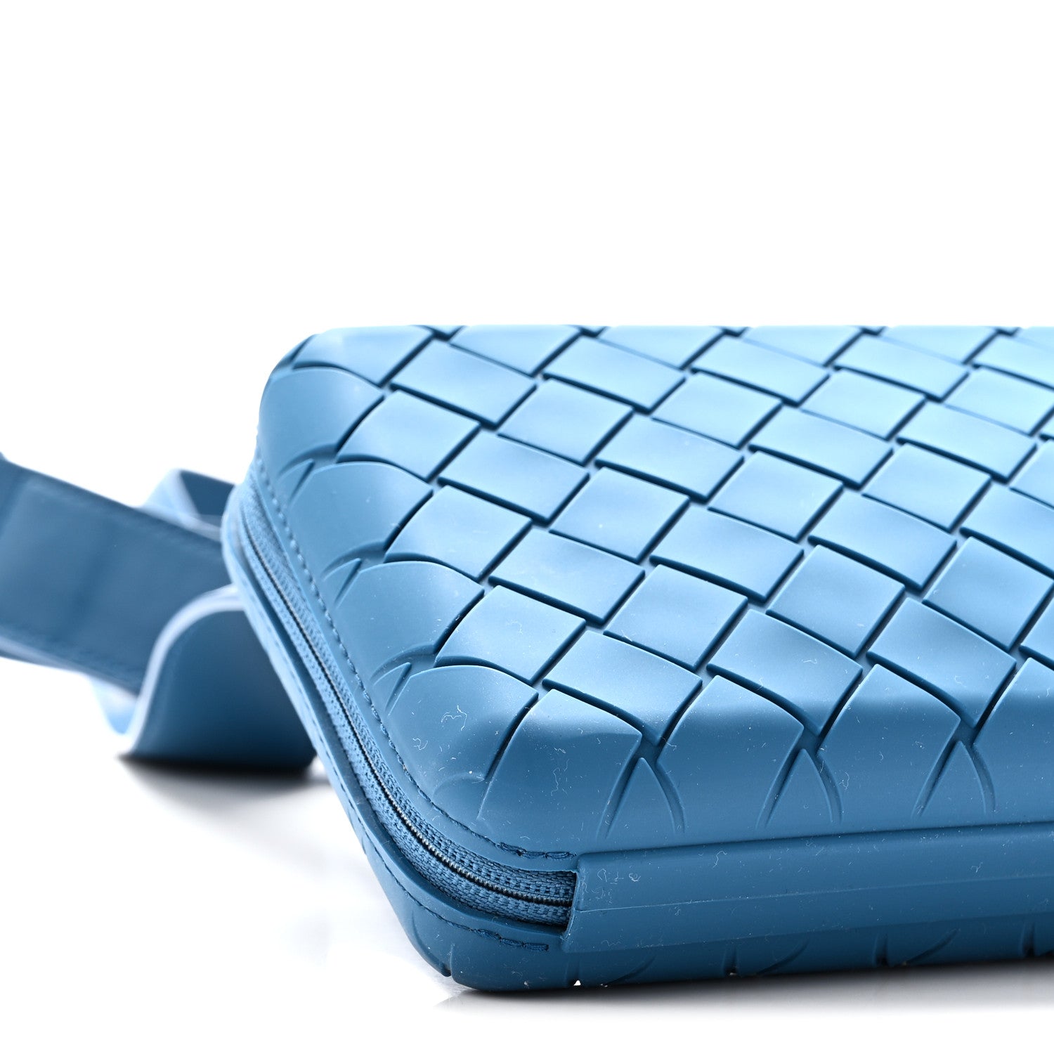 Bottega Veneta Rubber Intrecciato Tech Crossbody Deep Pacific 8 of 9