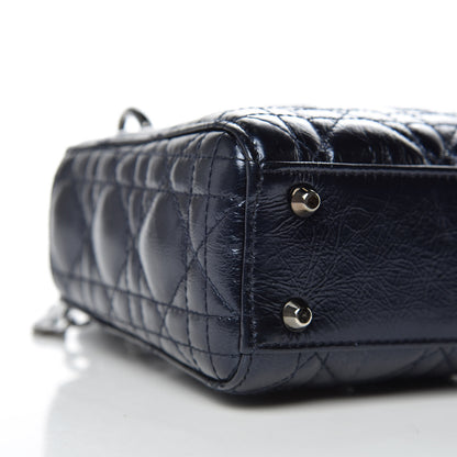 Christian Dior Metallic Calfskin Cannage Mini Lady Dior Marine 8 of 10