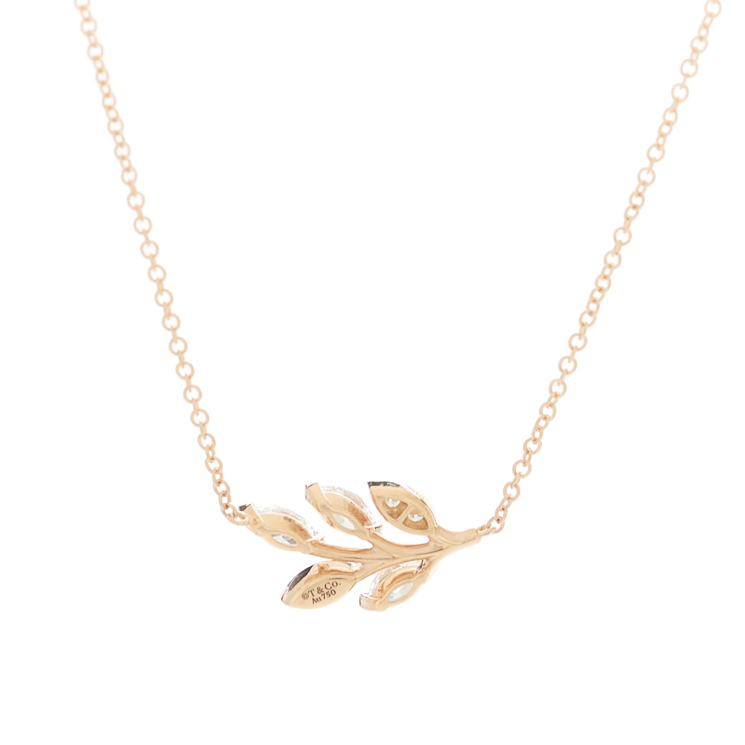Tiffany 18K Rose Gold Diamond Victoria Vine Pendant Necklace 6 of 7
