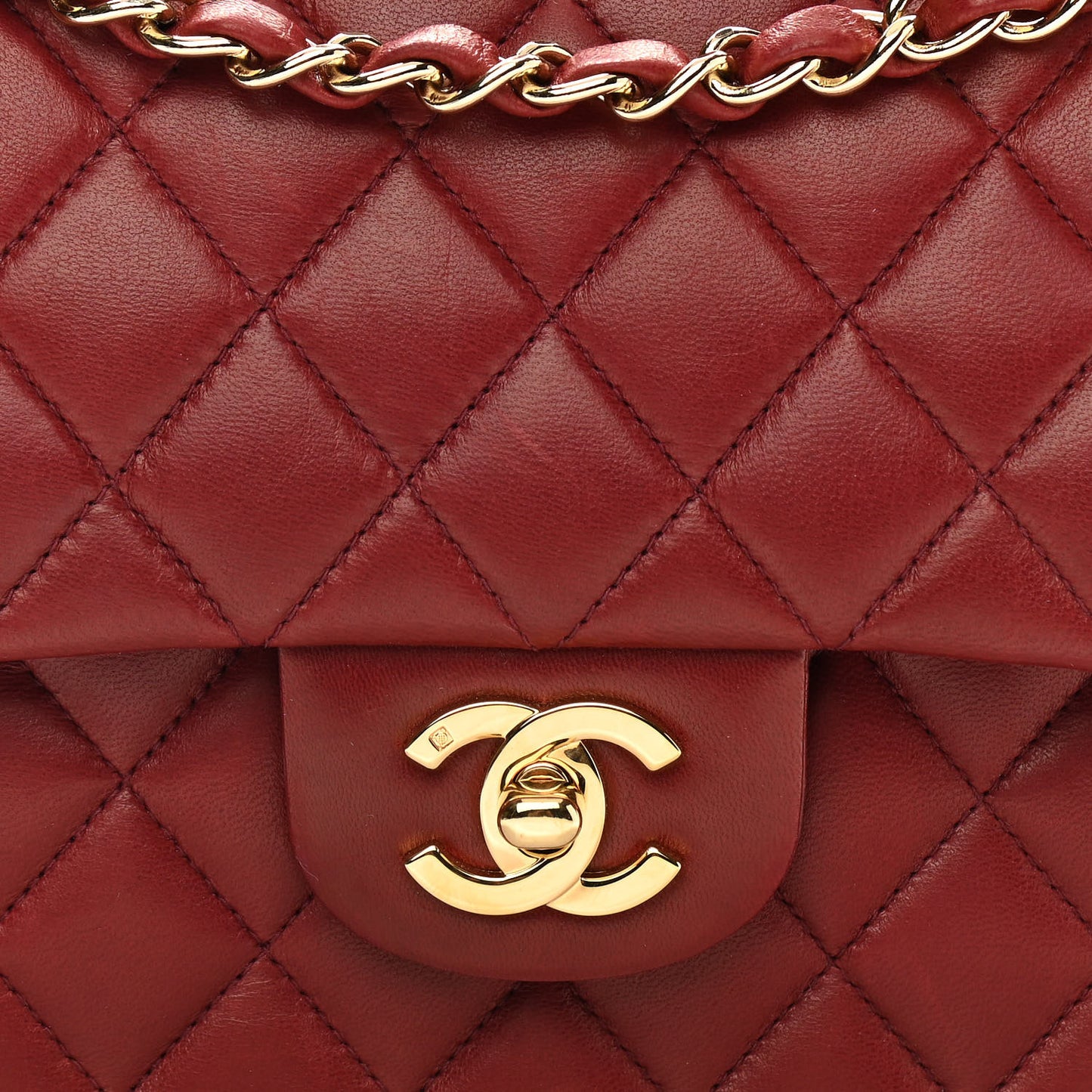Lambskin Quilted Medium Double Flap Dark Bordeaux