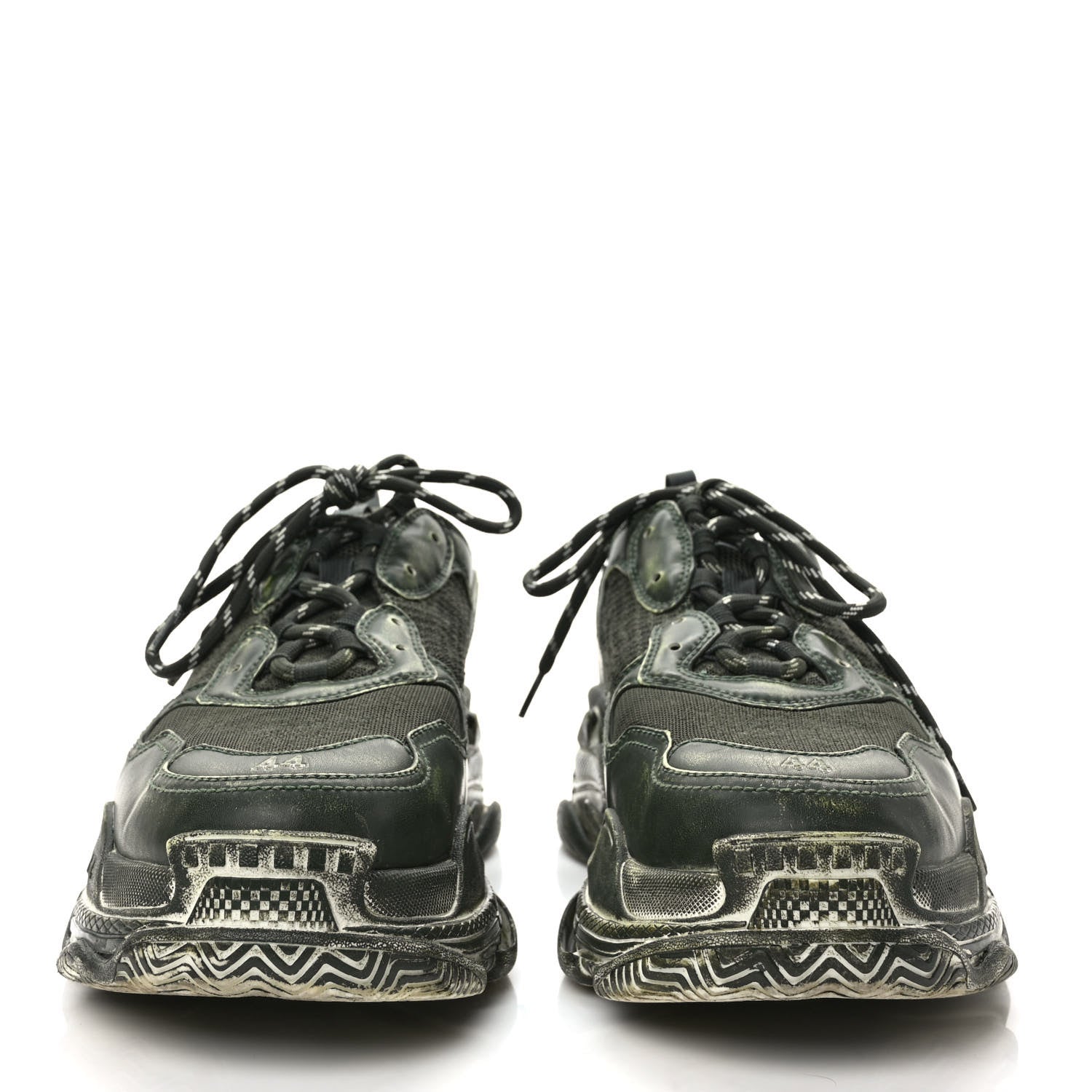 Balenciaga Fabric Mesh Faded Washed Mens Triple S Sneakers 44 Dark Green 2 of 7