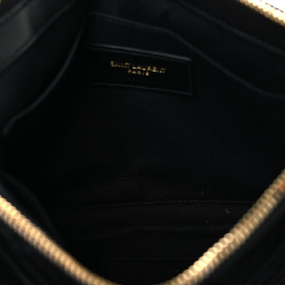 Saint Laurent Velvet Matelasse Chevron Monogram A5 Wristlet Black 5 of 8