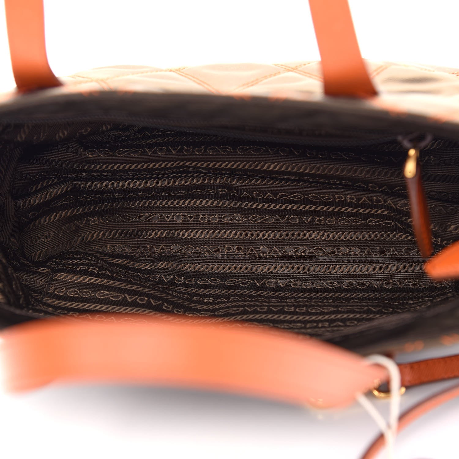 Prada Nylon Tessuto Impuntu Quilted Shopper Tote Brown Orange 5 of 8