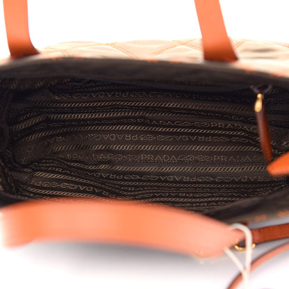 Prada Nylon Tessuto Impuntu Quilted Shopper Tote Brown Orange 5 of 8