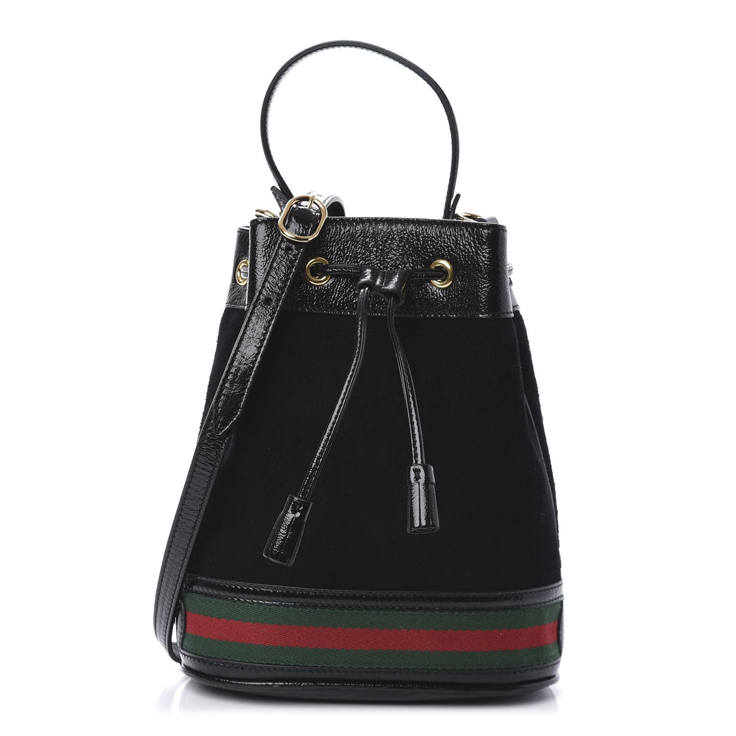 Gucci Suede Patent Web Small Ophidia Bucket Bag Black 1 of 10