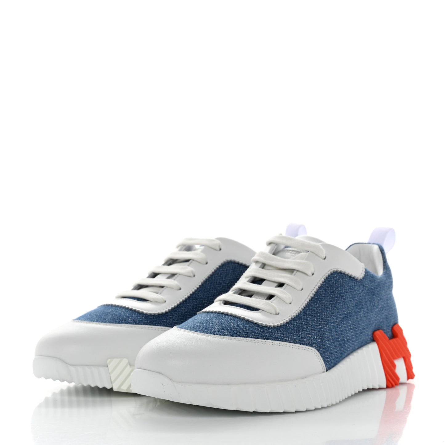 Denim Suede Goatskin Bouncing Sneakers 38 Bleu Clair White