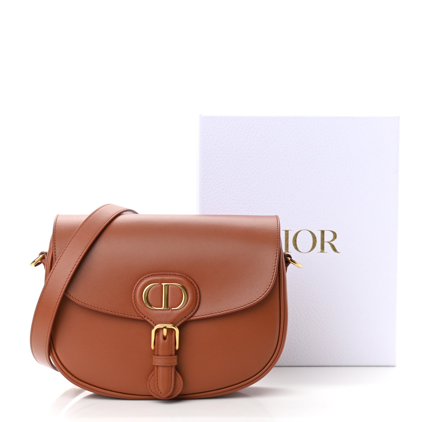 Box Calfskin Medium Bobby Flap Dark Tan