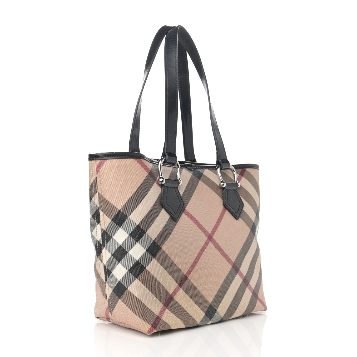 Burberry Patent Trim Nova Check Small Nickie Shopper Tote 2 of 22