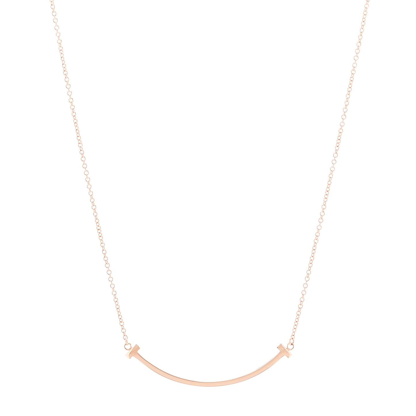 18K Rose Gold Small T Smile Pendant Necklace