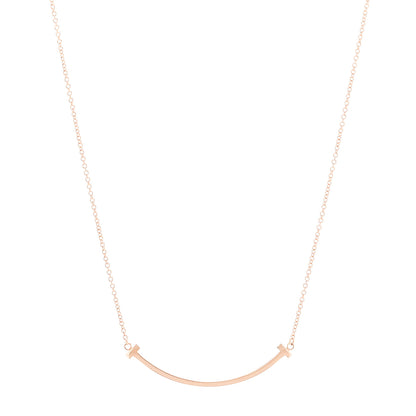 Tiffany 18K Rose Gold Small T Smile Pendant Necklace 1 of 6