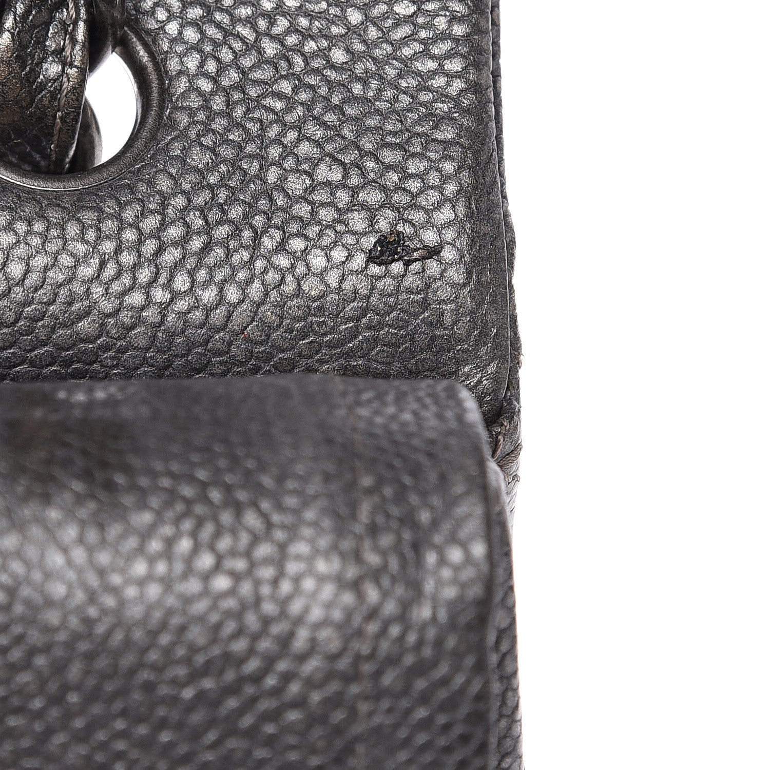 Chanel Metallic Caviar Quilted Maxi Double Flap Charcoal 11 of 17