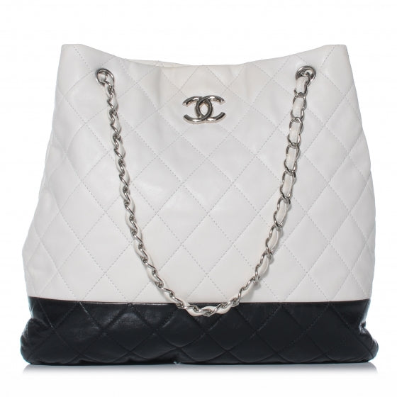 Lambskin Quilted Shoulder Bag White Black