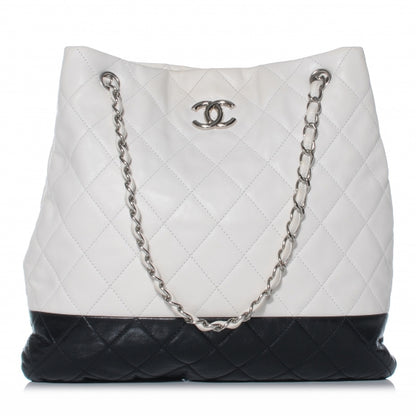 Chanel Lambskin Quilted Shoulder Bag White Black 1 of 7