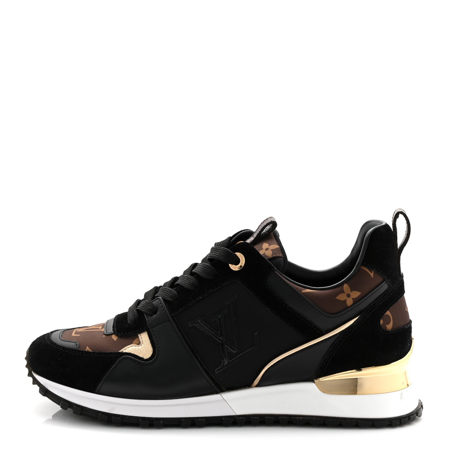 Louis Vuitton Suede Calfskin Recycled Monogram Nylon Run Away Sneakers 39 Black 1 of 9