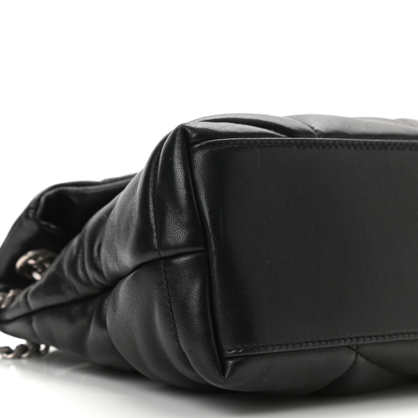 Lambskin Quilted Small Loulou Puffer Monogram Chain Satchel Black