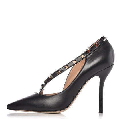 Valentino Garavani Nappa Rockstud Cross Strap D'Orsay 105mm Pumps 38 Black 1 of 12