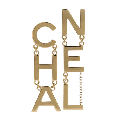 Chanel Metal Cha-Nel Logo Drop Earrings Gold 1 of 4