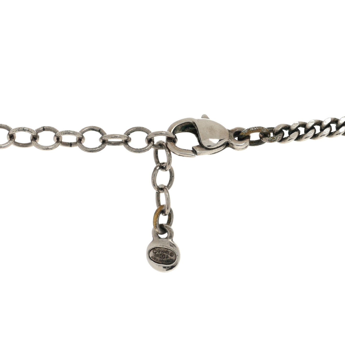 Crystal Pearl CC Multi Strand Necklace Silver Black