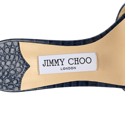 Jimmy Choo Calfskin Crocodile Embossed Stacey 65 Sandal Pumps 36 Denim 7 of 7