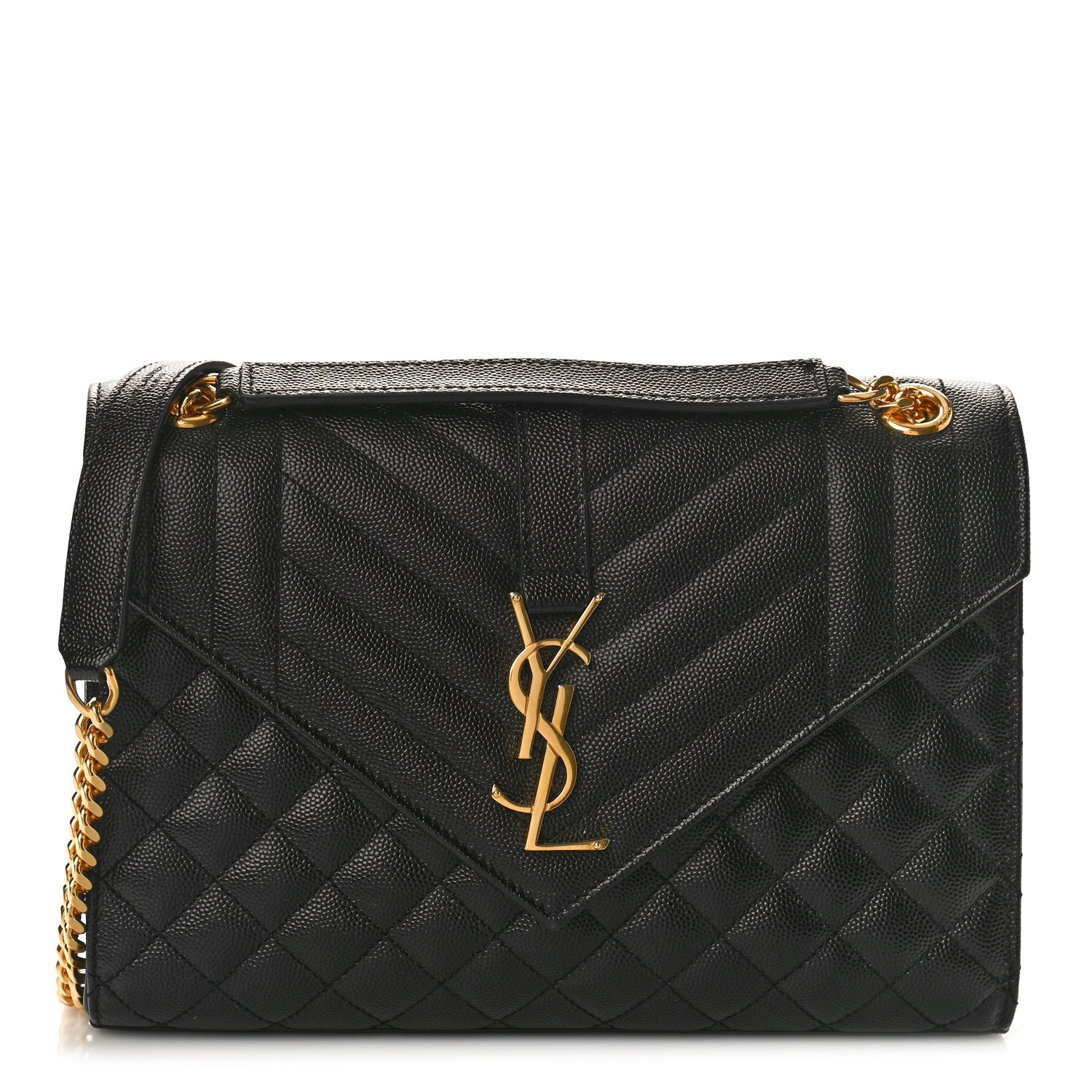 Saint Laurent Grain De Poudre Textured Mixed Matelasse Triquilt Medium Monogram Satchel Black 1 of 8