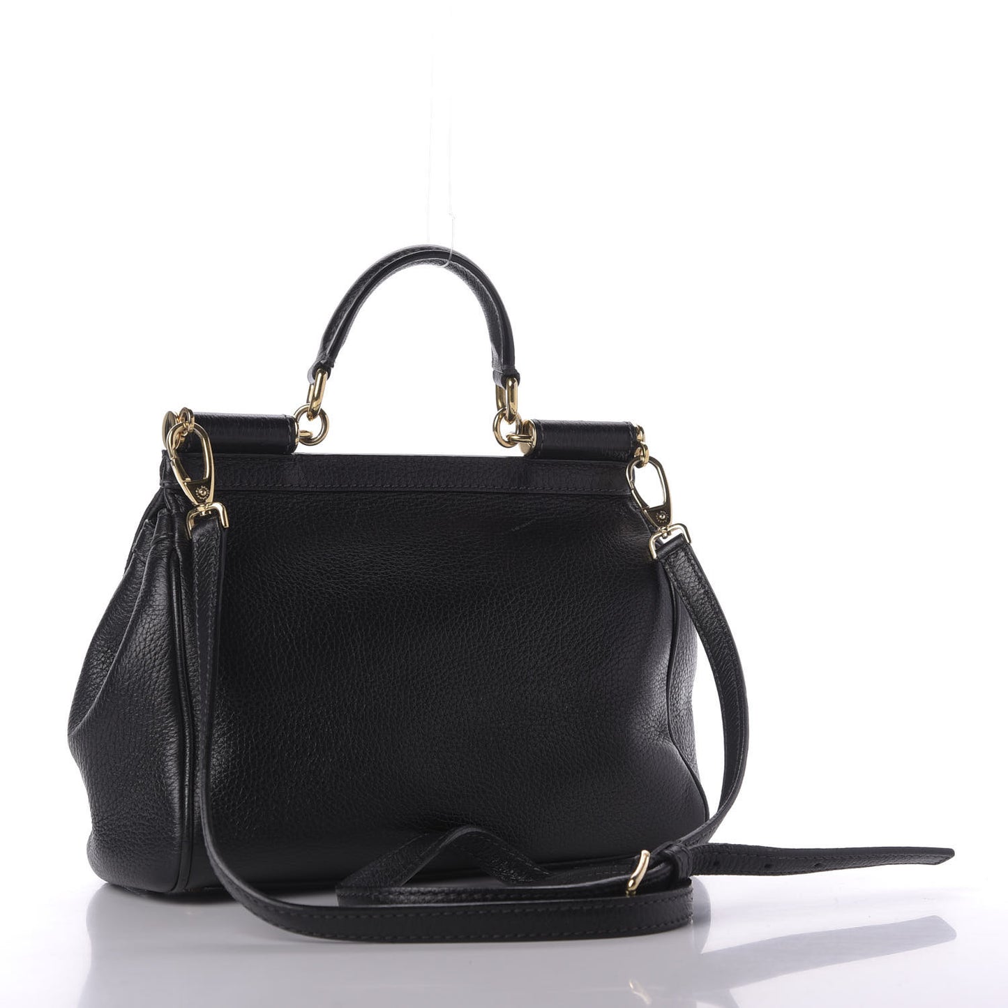 Grained Deerskin Medium Miss Sicily Satchel Black