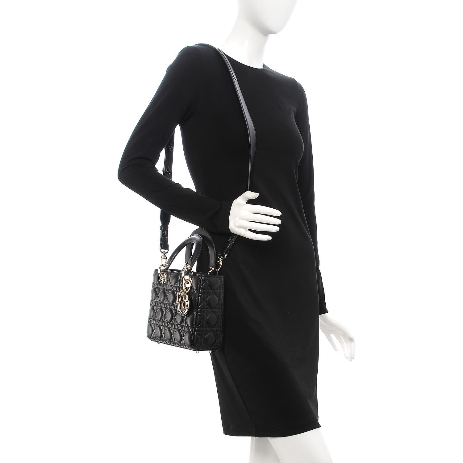 Christian Dior Lambskin Cannage Small Lucky Badges My Lady Dior Black 2 of 8