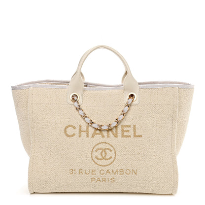 Chanel Lurex Boucle Medium Deauville Tote White 1 of 10