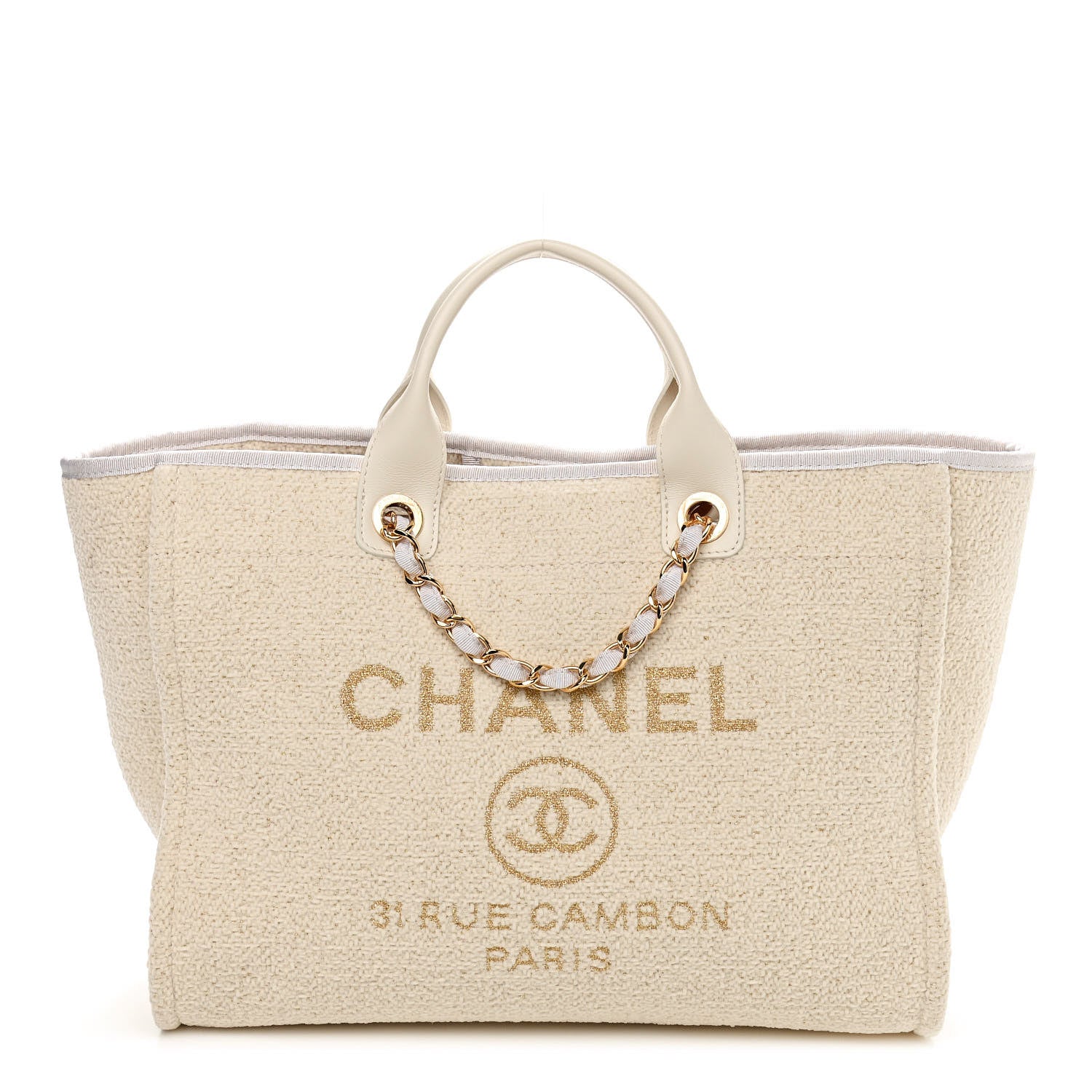 Chanel Lurex Boucle Medium Deauville Tote White 1 of 10