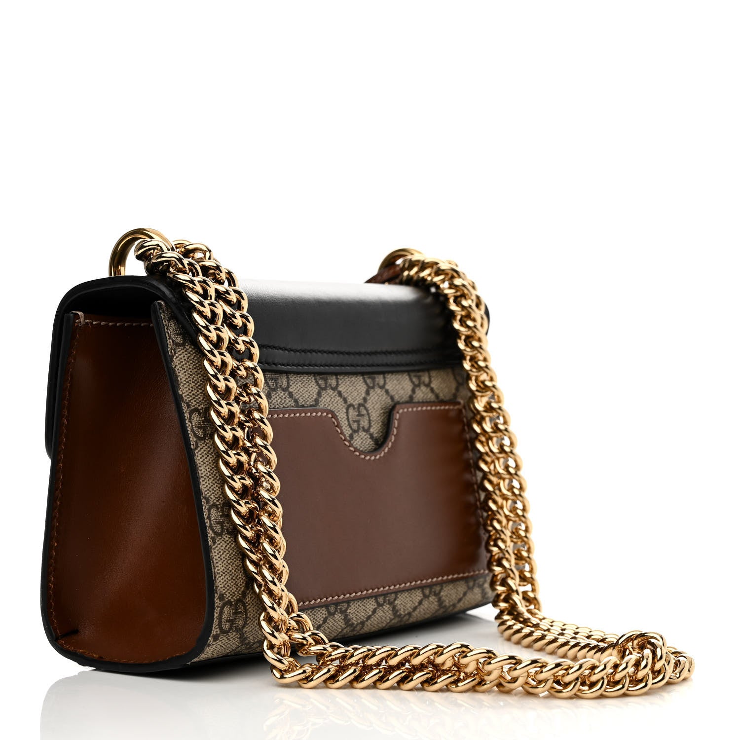 Gucci GG Supreme Monogram Calfskin Small Padlock Shoulder Bag Beige Black Cuir 3 of 11