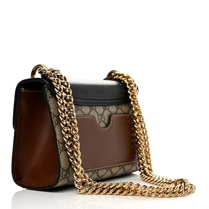 Gucci GG Supreme Monogram Calfskin Small Padlock Shoulder Bag Beige Black Cuir 3 of 11