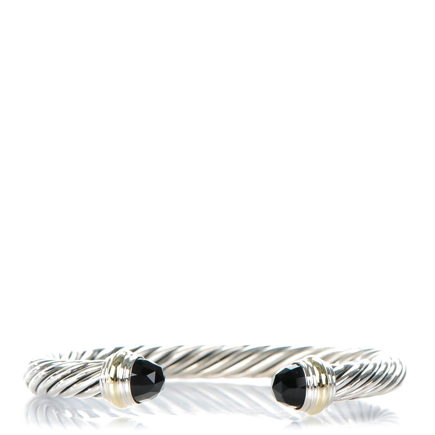 Sterling Silver 14K Yellow Gold Black Onyx 7mm Cable Classics Bracelet