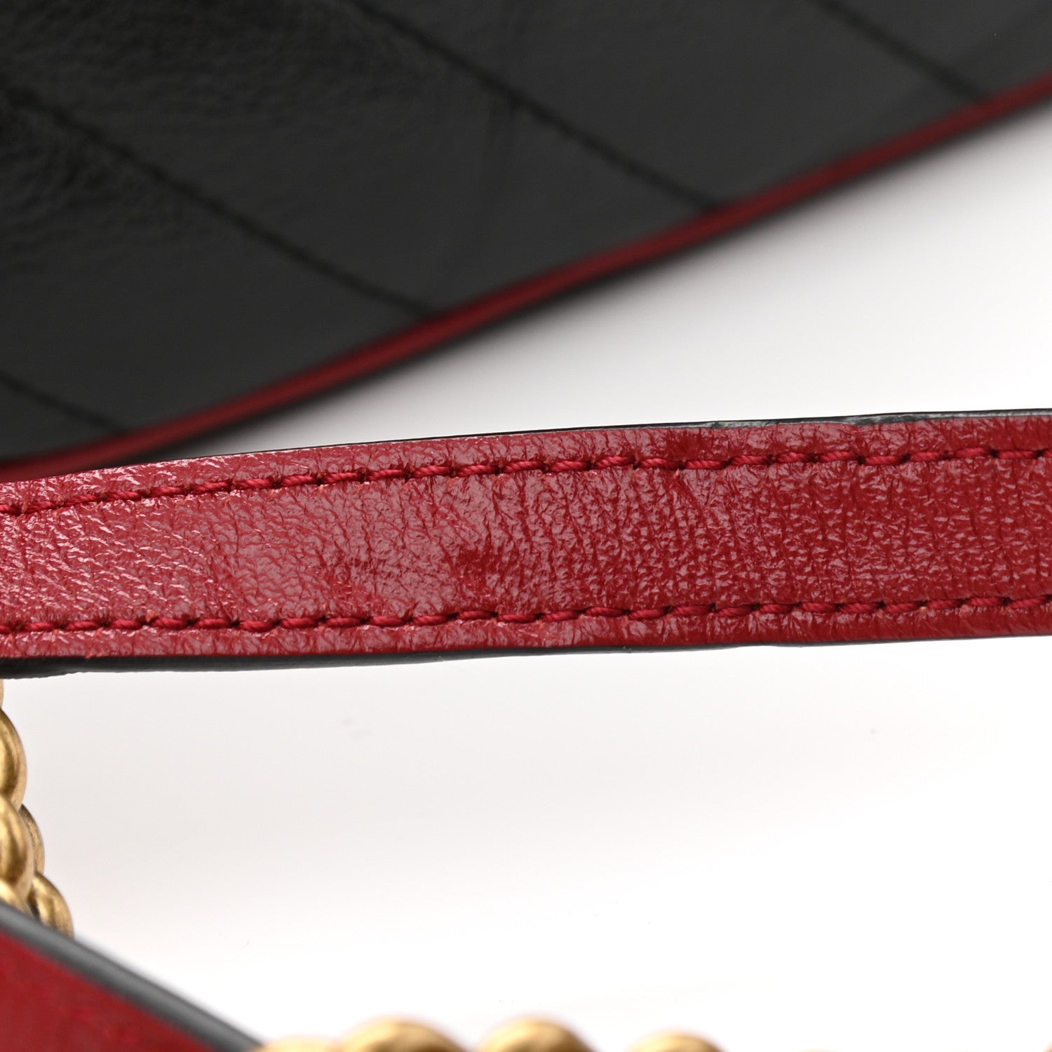 Gucci Vintage Effect Calfskin Matelasse Diagonal Small Torchon GG Marmont Bamboo Top Handle Shoulder Bag Black Romantic Cherry 11 of 12