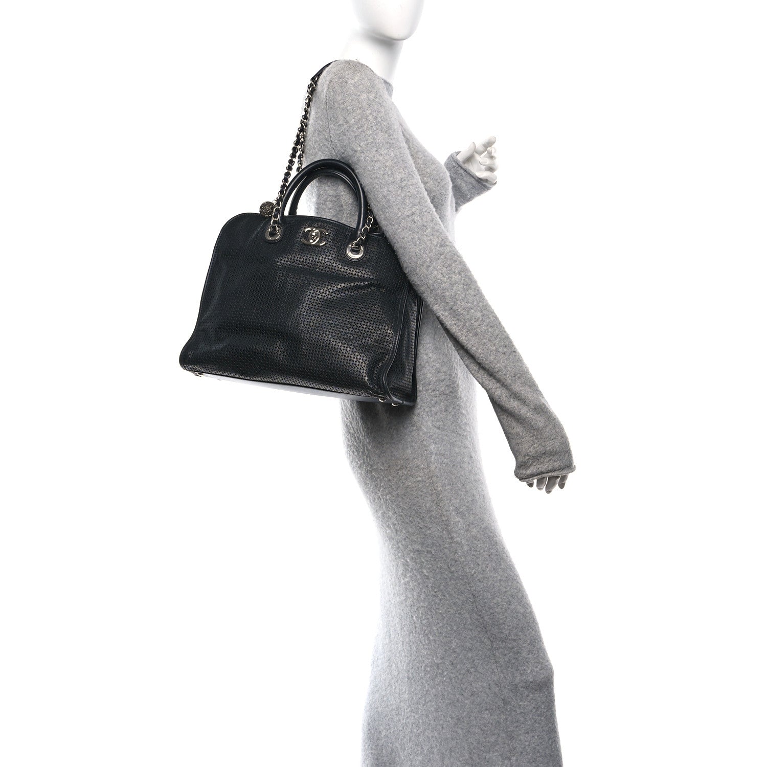 Chanel Calfskin Perforated Up In The Air Tote Black 1867696