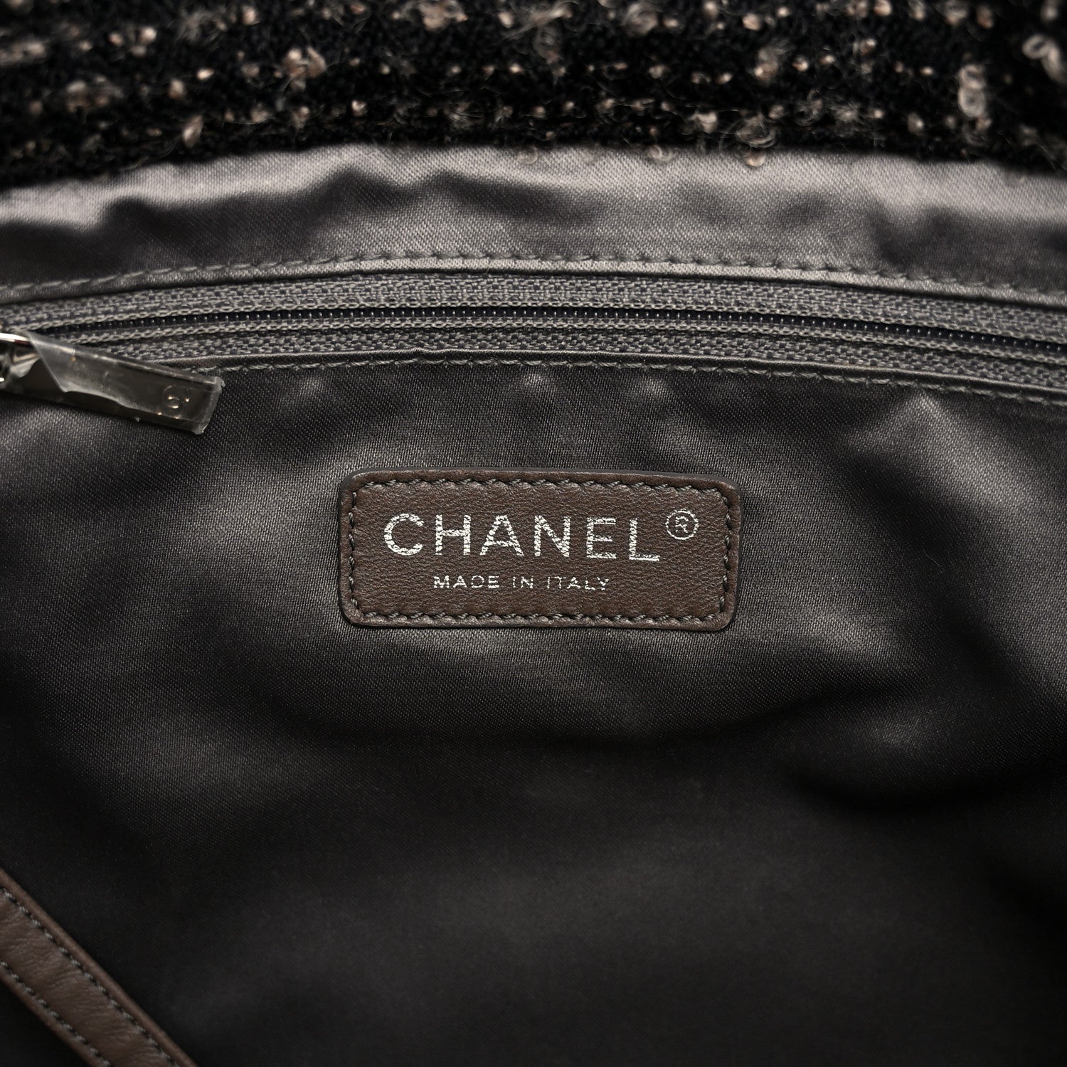 Chanel Tweed Lambskin Drawstring Tweedy Tote Brown 6 of 10