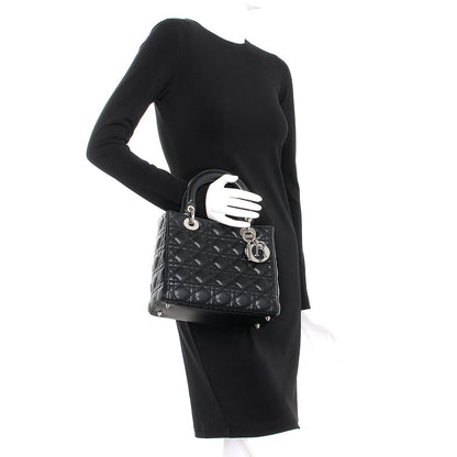 Christian Dior Lambskin Cannage Medium Lady Dior Black 3 of 8