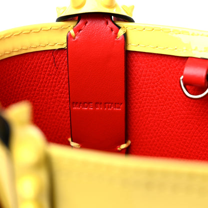 Christian Louboutin Patent Calfskin Spikes Mini East West Cabata Tote Yellow 6 of 9