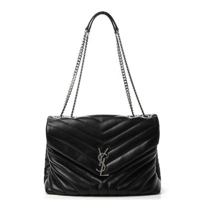 Saint Laurent Calfskin Y Quilted Monogram Medium Loulou Chain Satchel Black 1 of 4