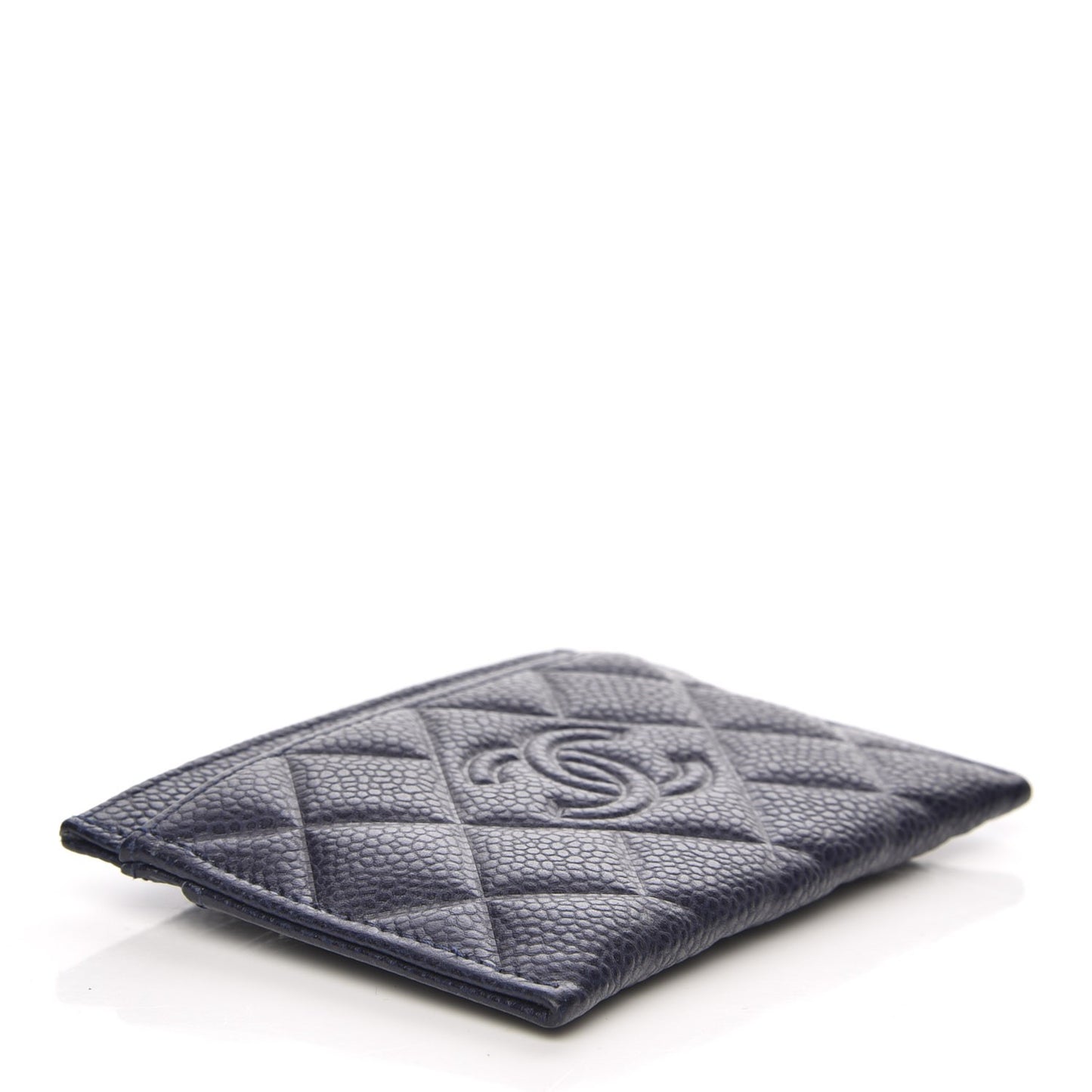 Caviar Quilted Diamond CC Card Holder Dark Navy