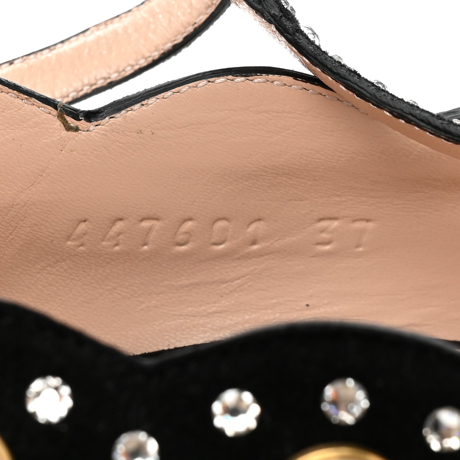 Gucci Suede Snakeskin Pearl Studded Ofelia Pumps 37 Black 8 of 11