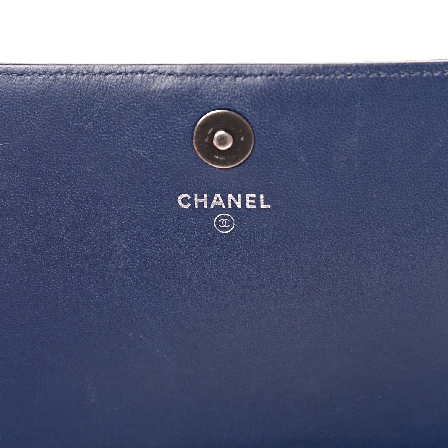 Chanel Lambskin Quilted Boy Wallet On Removable Chain WOC Navy Blue 5 of 18