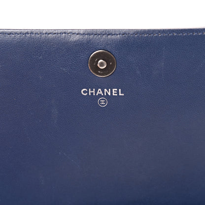 Chanel Lambskin Quilted Boy Wallet On Removable Chain WOC Navy Blue 5 of 18