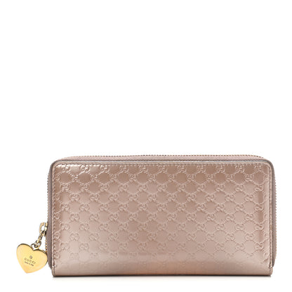 Gucci Metallic Microguccissima Zip Around Heart Wallet Pink 1 of 9