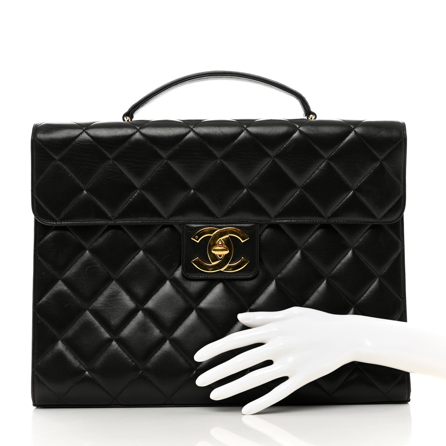 Chanel Lambskin Quilted Briefcase Laptop Bag Black 2 of 11