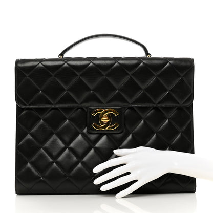 Chanel Lambskin Quilted Briefcase Laptop Bag Black 2 of 11