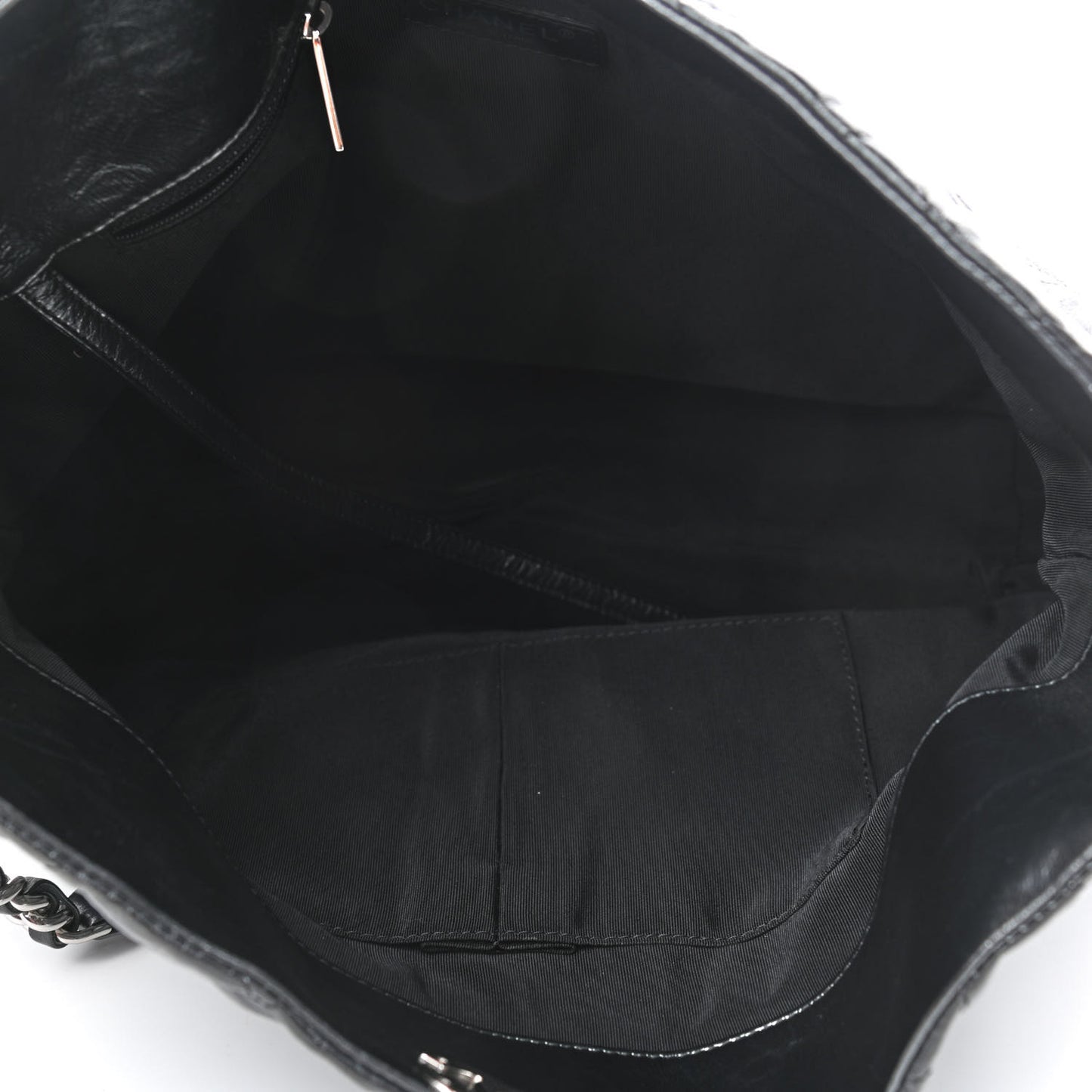 Metallic Crackled Calfskin Quilted Medium Big Bang Hobo Black
