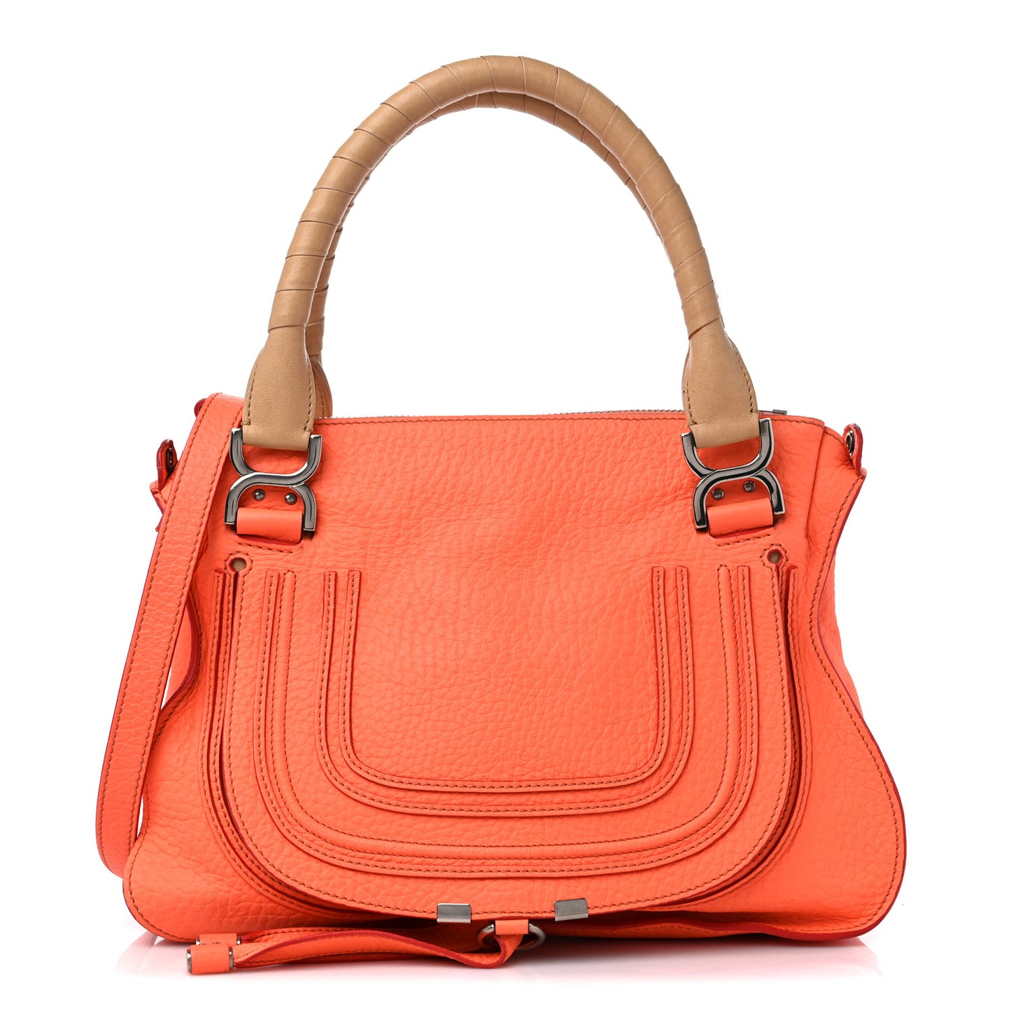 Calfskin Medium Marcie Satchel Orange Fizz