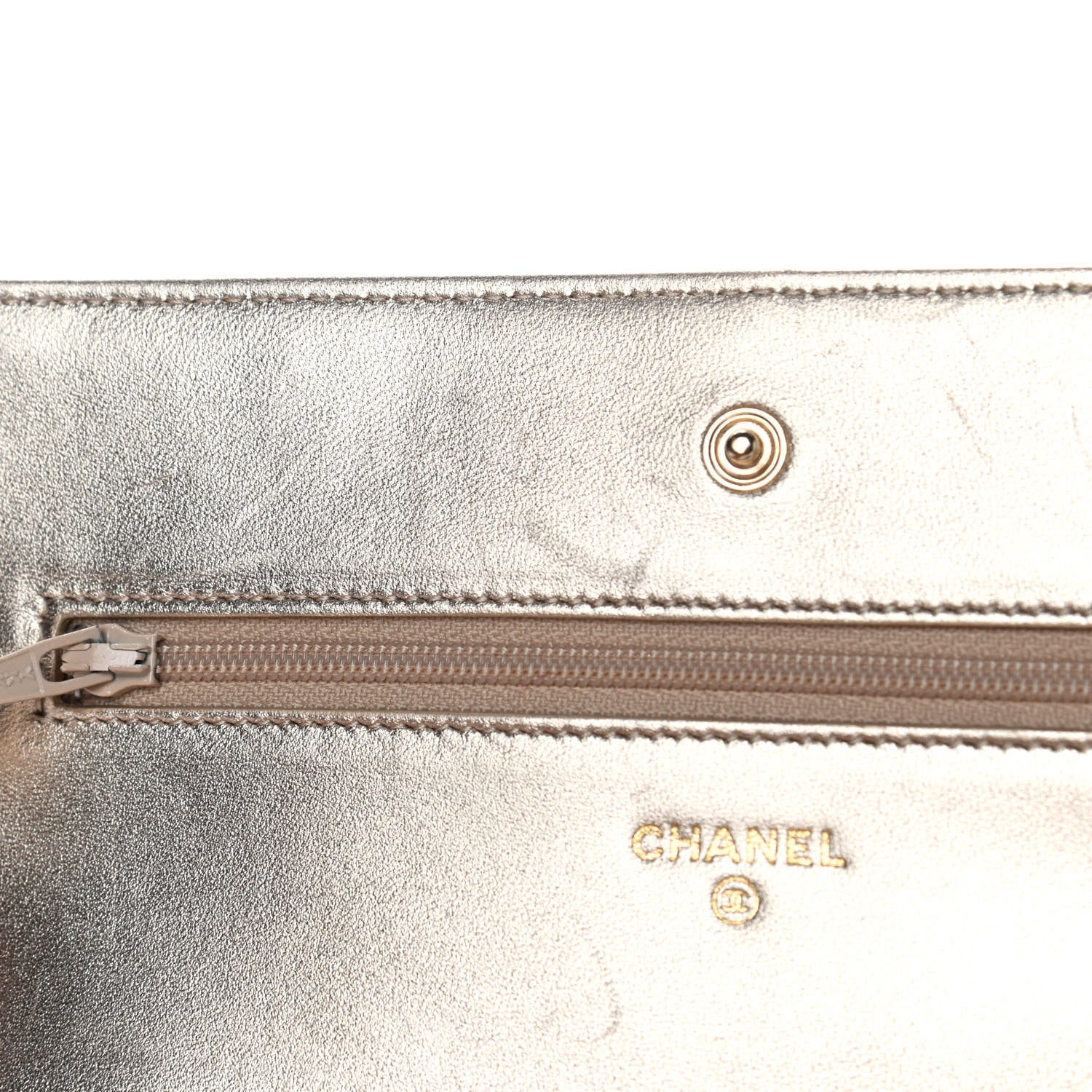 Chanel Metallic Lambskin Quilted Wallet On Chain WOC Gold 6 of 6