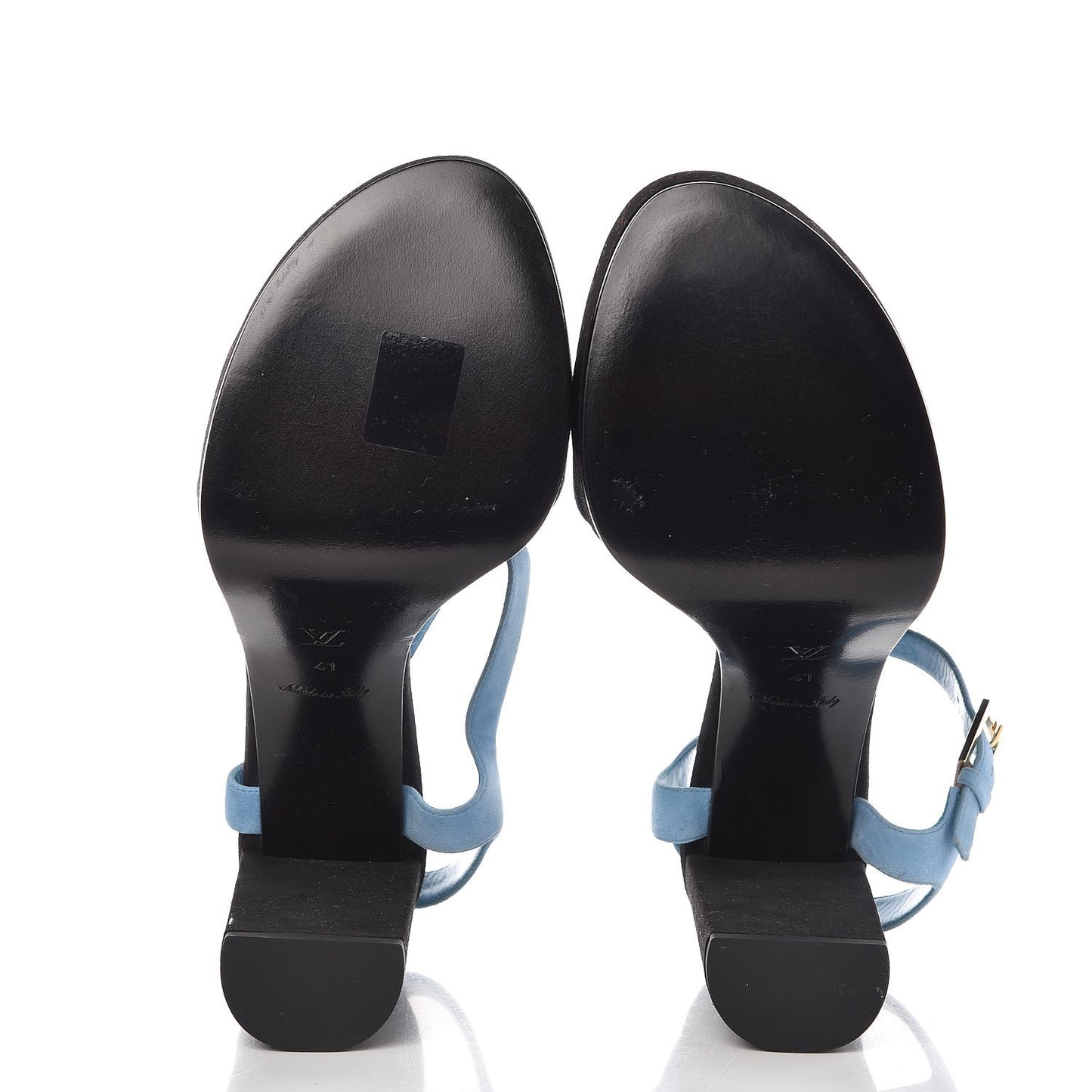 Suede Baby Goat Flamingo Sandals 41 Black Blue