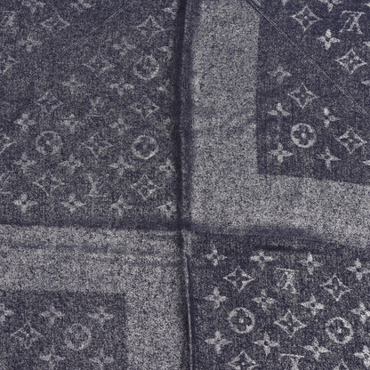 Louis Vuitton Silk Wool Monogram Rock Shawl Blue 2 of 4