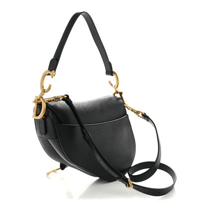 Christian Dior Grained Calfskin Saddle Bag With Strap Black 3 of 11